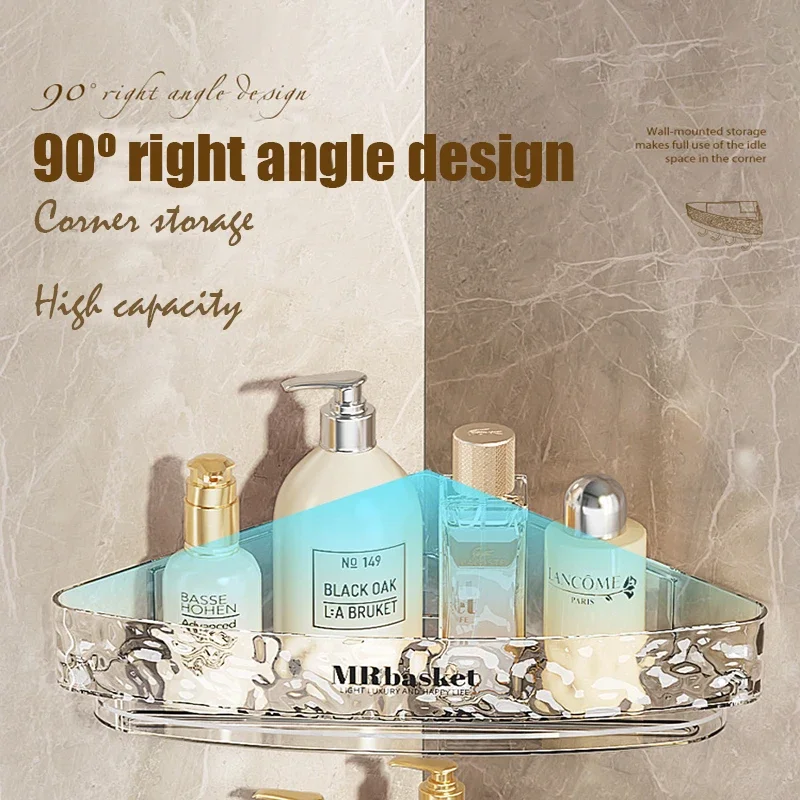 Washstand Cosmetics Storage Rack Acryli Shower Storage Rack Bathroom Shelf No Drill Organizer Wall Mounted Toilet Shampoo Holder
