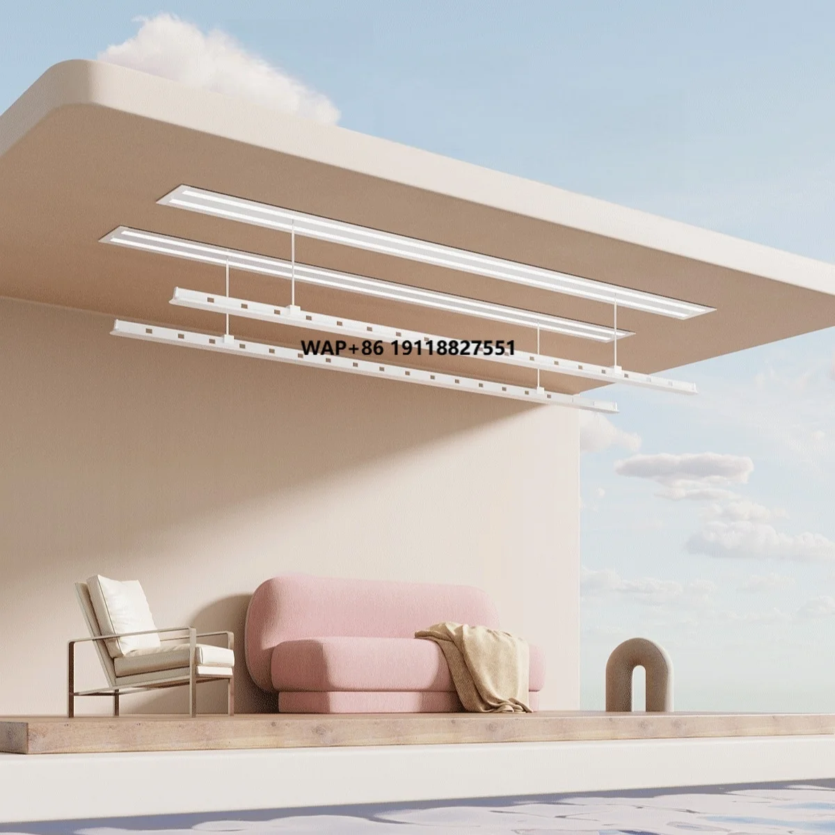 

High Quality Smart Home Electric Ceiling Mounted Laundry and Drying Rack with LED Lighting Function