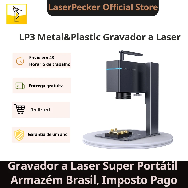 Laserpecker Gravador a Laser para Metal e Plástico 10KW Resolução 4K Máquina de Gravação Portátil DIY com Bluetooth 5.0 LP3