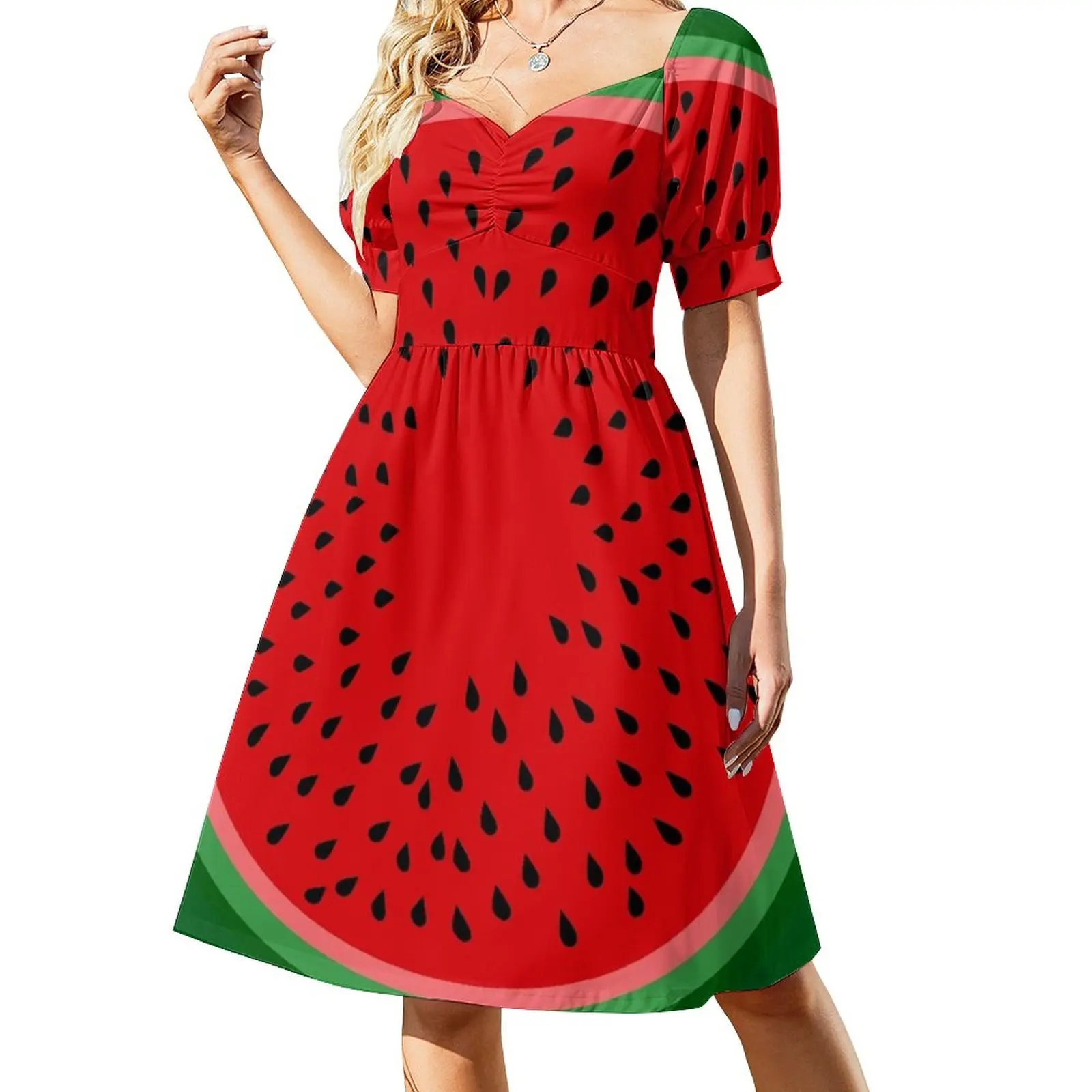 

Watermelon Short-Sleeved Dress ceremony dresses women's summer clothing 2025 summer dresses women 2025