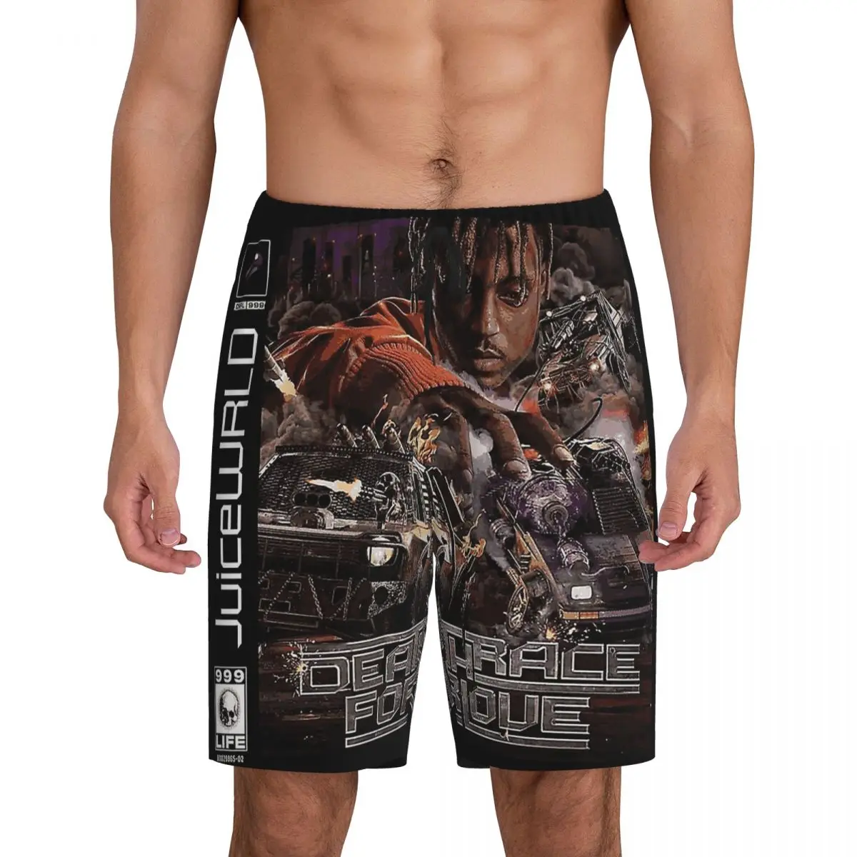 

Мужские короткие пижамные шорты Custom JuiceWrld Death Race Love Wall для сна и отдыха