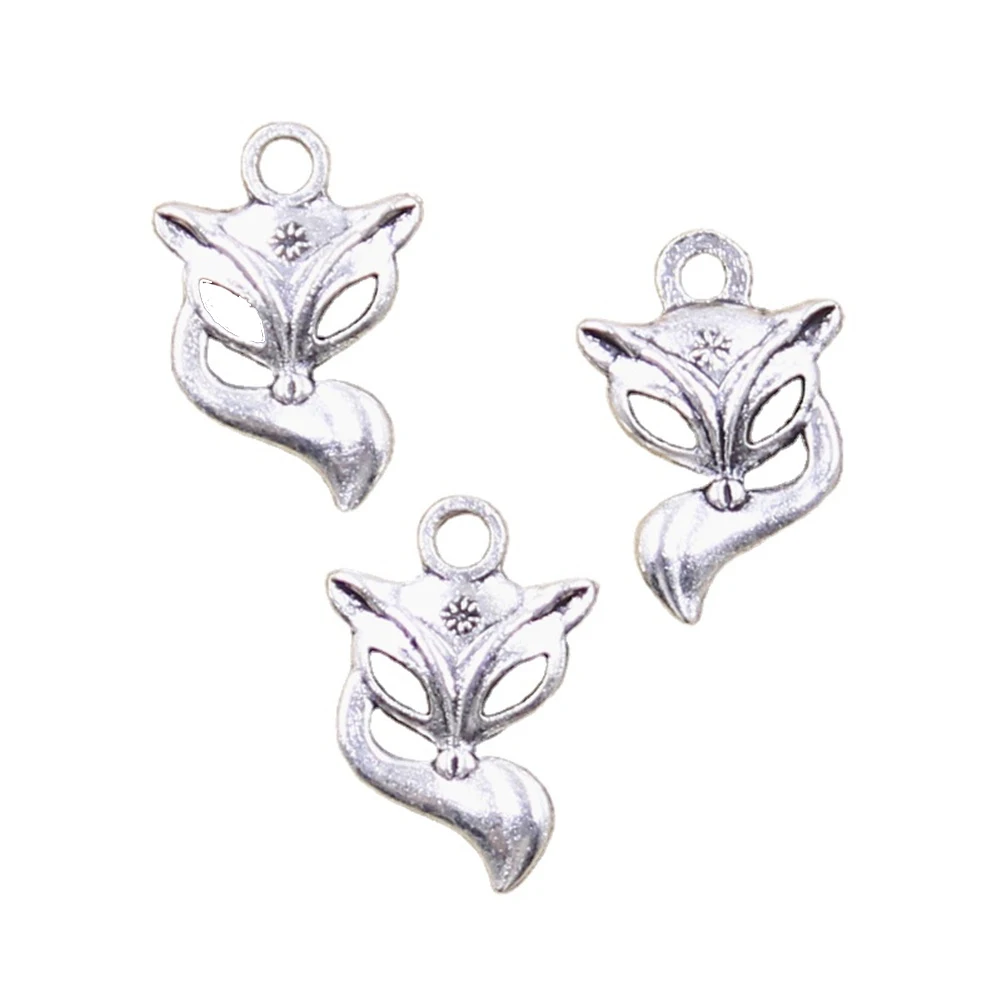 10pcs Charms Lovely Fox 20x14mm Antique Silver Color Pendants Making DIY Handmade Tibetan Finding Jewelry