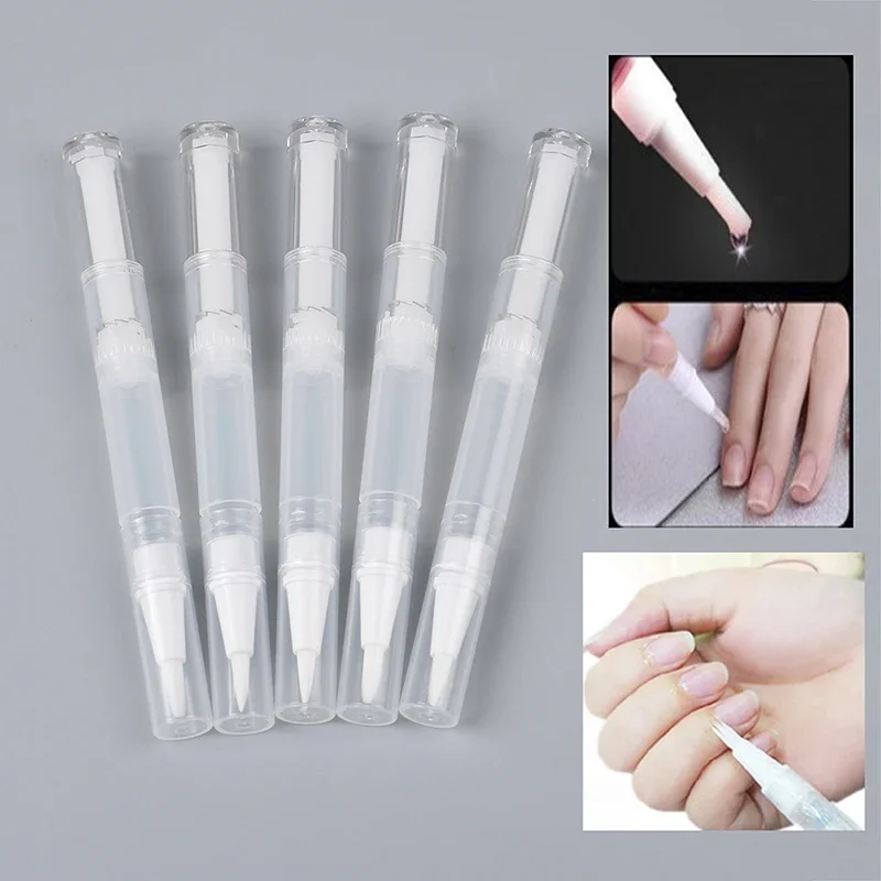 5Pcs Transparent Twist Nagel Twist Stifte Leere Transparente Nagel Öl Stift Mit Pinsel Kosmetische Behälter Stift Lip Gloss Rohre