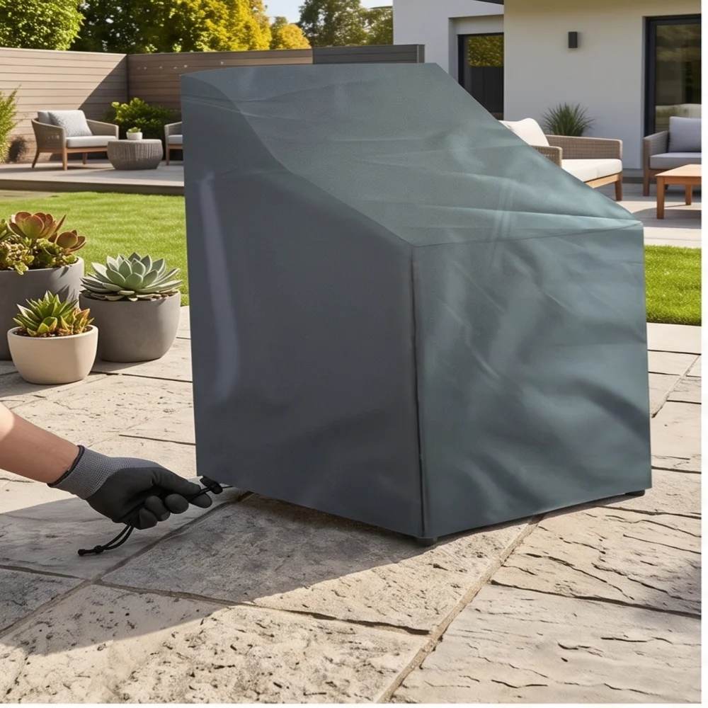 Stacked Chair Dust Cover Outdoor Garden Patio Furniture Protector Cover Waterproof Dustproof Chaircover Rain Cover Chair Sofa