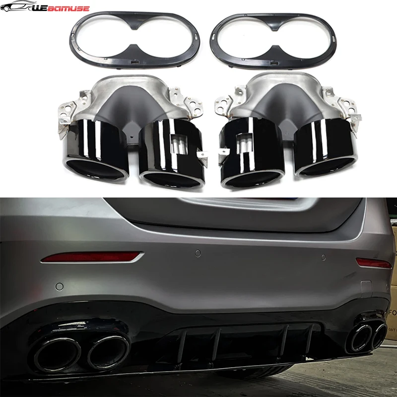Für Mercedes-Benz W177 C118 CLA35 X247 GLB35 Modifizierte CLA45S Quad Auspuff Endrohr Edelstahl Schalldämpfer Abgasanlage