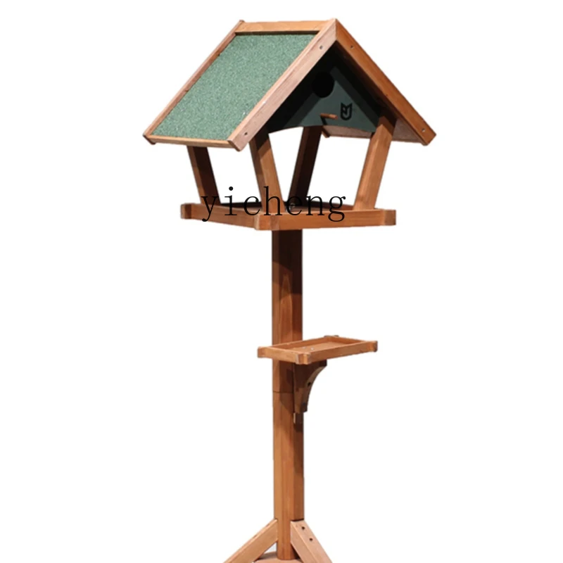 

Zk Outdoor Solid Wood Bird Feeding Feeder Sparrow Pigeon Feeding Box Bird Cage Balcony Garden Villa