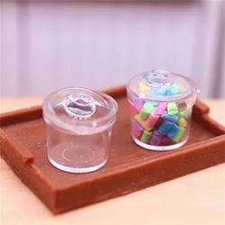 2Pcs 1:12 Scale Dollhouse Miniature Glass Sugar Bottles Spice Seasoning Jar With Cover Model Kitchen Decor Toy