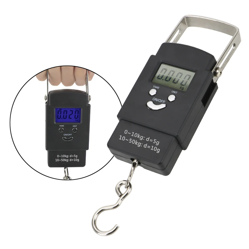Portable 50Kg/110lb Hanging Digital Weighing Scale for Fishing Luggage Travel LCD Electronic Scale Home Tool