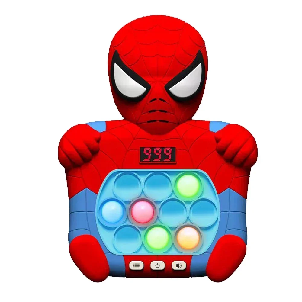 Spiderman-máquina de juego de burbujas de empuje rápido para niños, juguete sensorial antiestrés, regalo divertido para niños, 2024