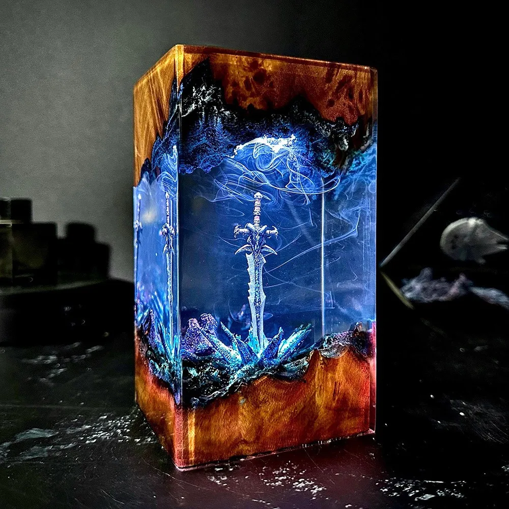 New Magic Sword Night Light Solid Wood Resin Art Light Design Game Enthusiasts Unique Gift