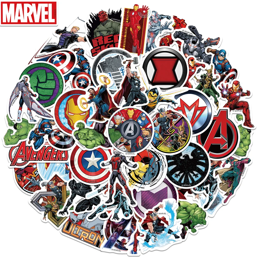 50 100PCS Marvel The Avengers Scrapbook Stickers DIY Diary Laptop Luggage Skateboard Graffiti Decal Fun Stylish Classic Toys