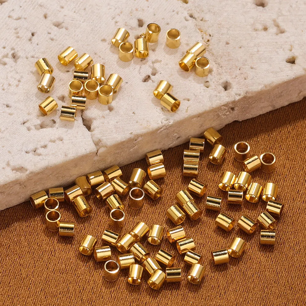 200pcs Stainless Steel Tube Crimp End Beads Clip Foldover Stopper Spacer Bead For DIY Jewelry Making Supplies Crimp & End Beads