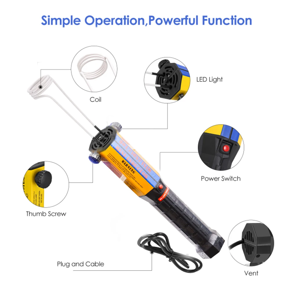 1000W 220V/110V Magnetic Induction Heater 10 Coils Bolt Heat Remover Tool Kit Screw Tool Bolt Remover Repair Machine Tool