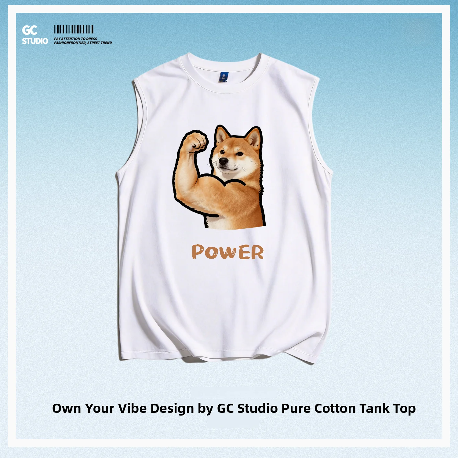Men's Pure Cotton Breathable Tank Top Muscle Fitness Shiba Inu Sports Casual round Neck Print Doggy Text Creative Funny