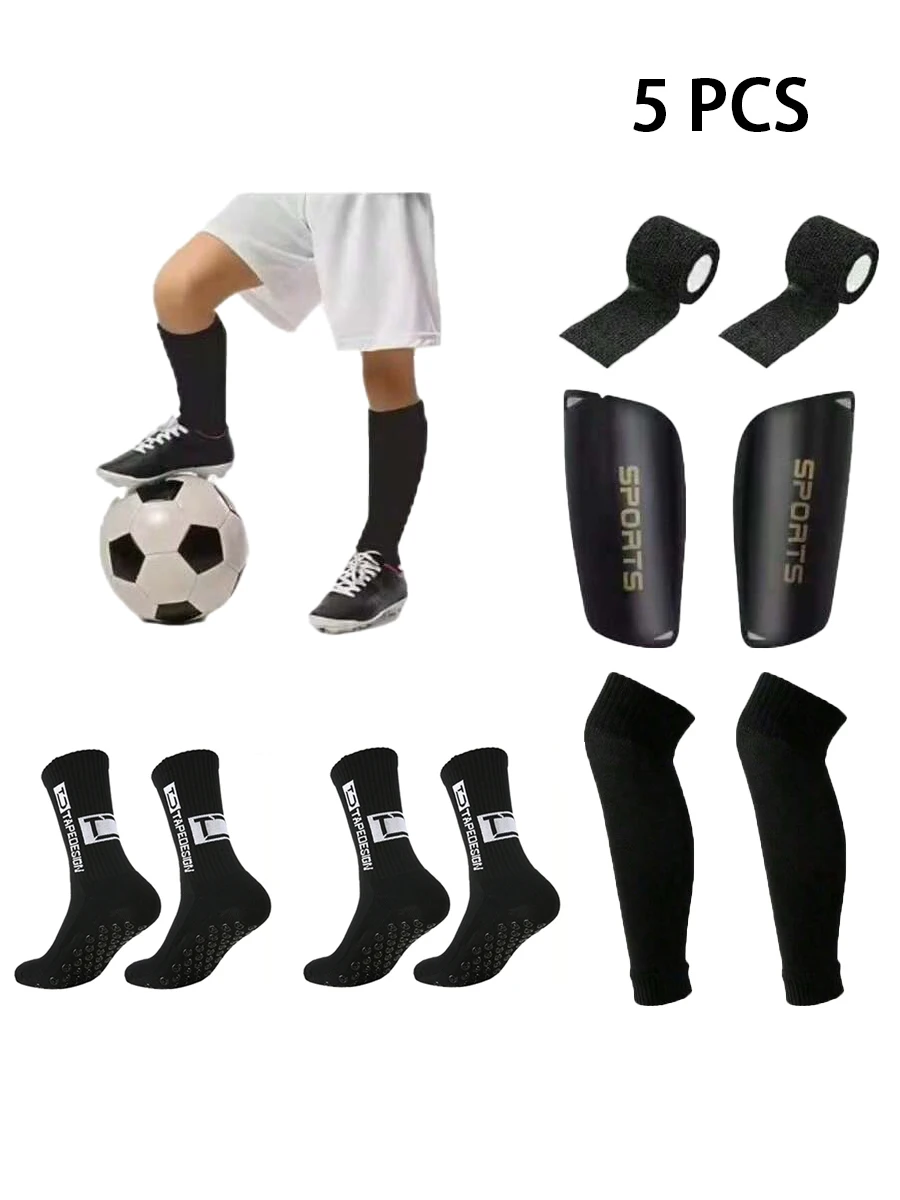 

Набор из 5 предметов для мужчин и женщин, спортивные футбольные противоскользящие носки, спортивные бандажные носки на открытом воздухе, ободок, футбольные аксессуары