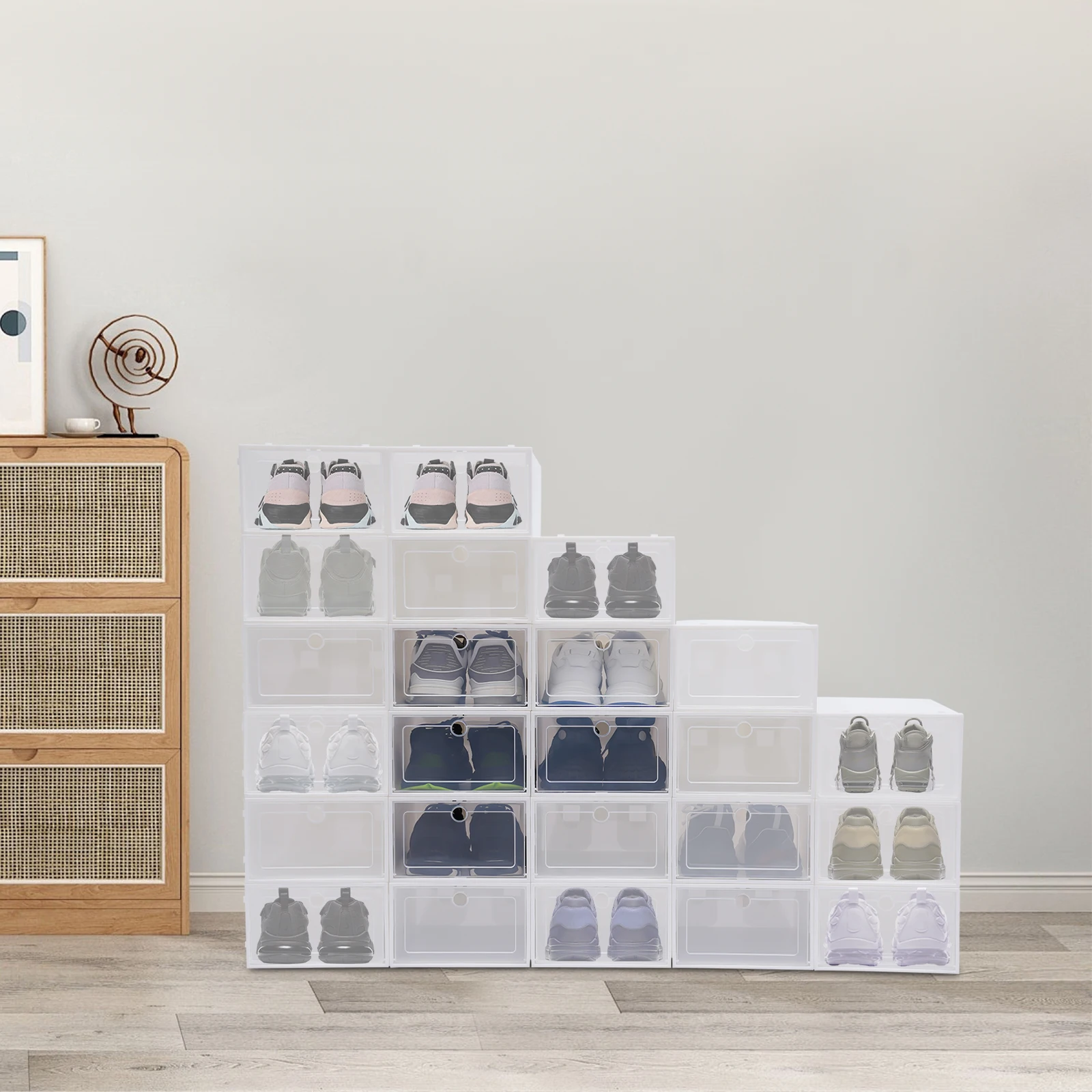 24/20 Pcs PP Foldable Dustproof Shoe Boxes With Large Space, Easy to Clean, Storage Box for Sundries, Multi-place Use image 5