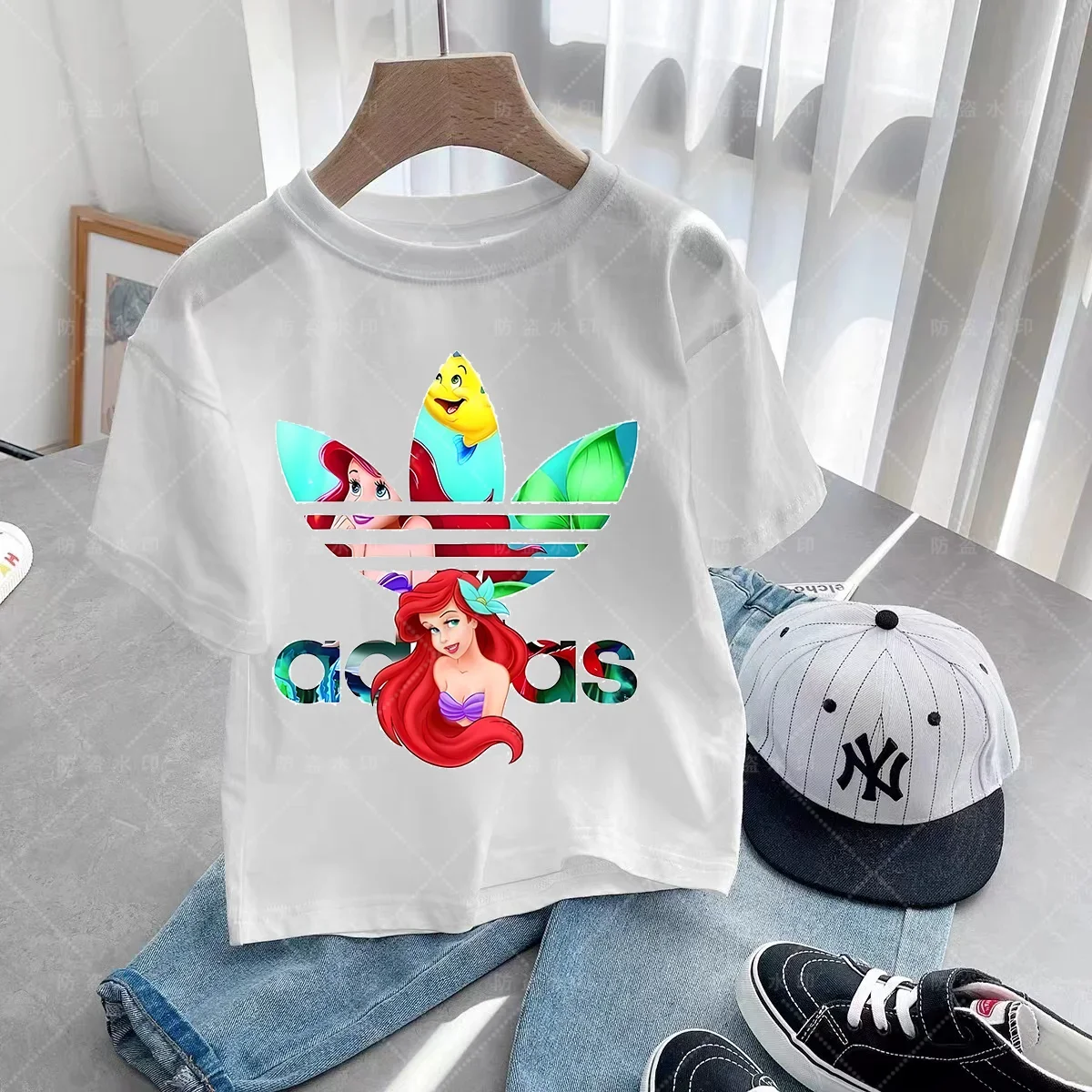 2024 Fashion Little Mermaid Ariel Princess Children\'s Clothing Multi-colored T-shirts Casual Summer baby girls Cute T-shirts