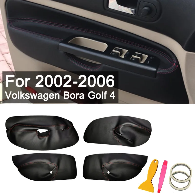 

Front & Rear Door Panel Cover Trim Fit 2002-2006 Volkswagen Bora Golf Door Panel Insert Cards Leather Cover Black Gray