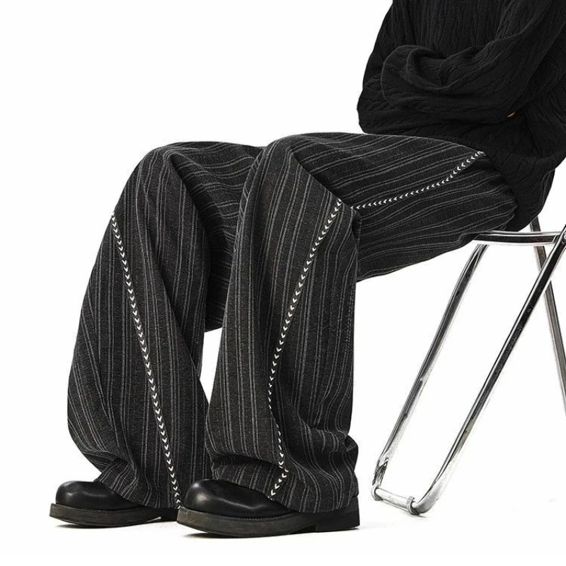 Striped Casual Pants Men's Sports Trousers Design Sense Loose Wide-leg Pants