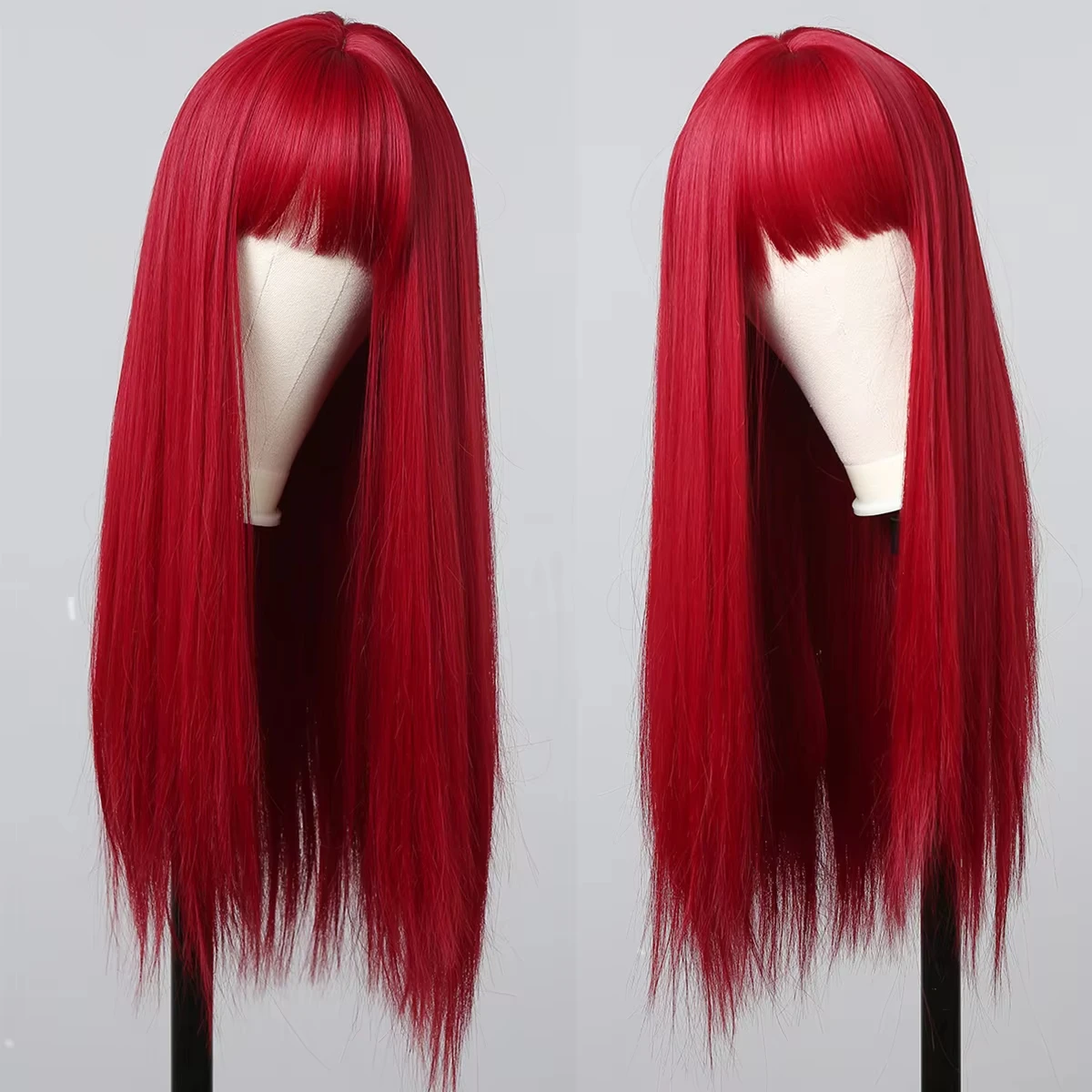 Red best-selling straight red hair synthetic wig - Halloween party cosplay role-playing wig - daily wig - hot wire wig headband