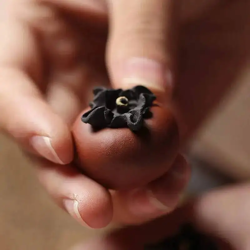 Yixing Zisha Tea Pet Small Persimmon Ornament Tea Plaything Can Be Cultivated Sculpture Mini Tea pet  Accessories 