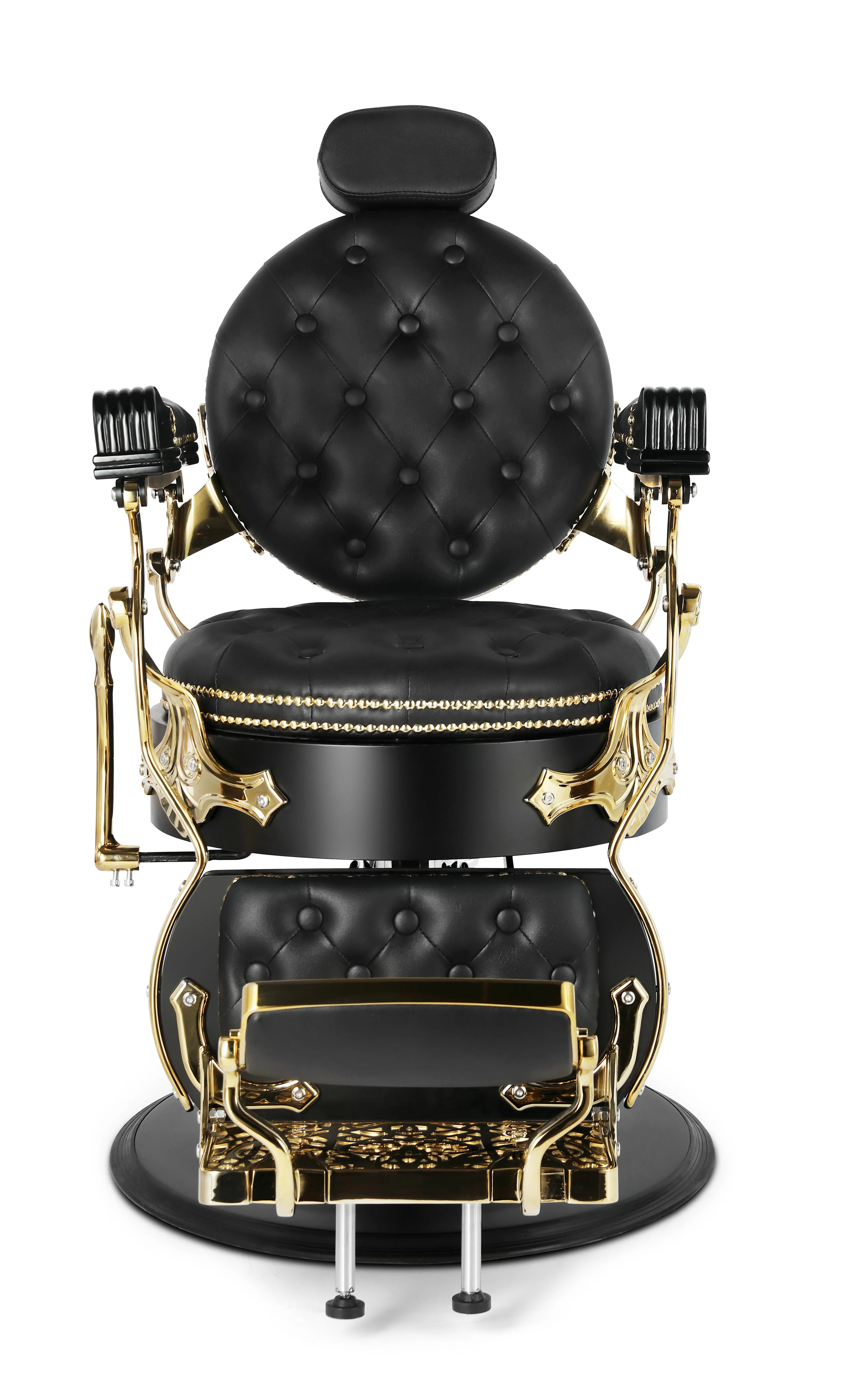 Vintage Beauty Salon Furniture Luxurious Black Gold Hair Salon Chair Hydraulic Large Pump Barber Chair for Sale