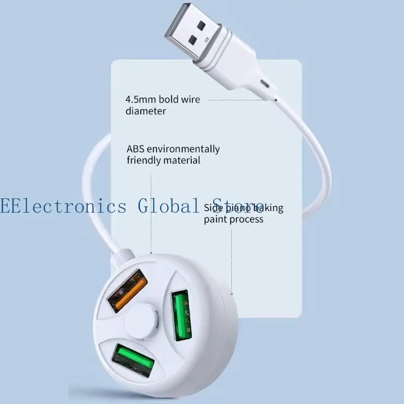 462B Convenient USB Charging Hub USB Extender for Charging 3 Phones Simultaneously