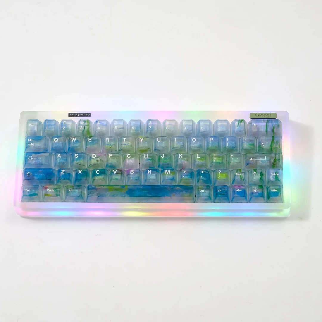 Aifei ABS 122 Keys Keycaps Fog Translucent Lotus Pond Moonlight for Mechanical Keyboard AULA F75 Ajazz Anne Pro2 Game PC