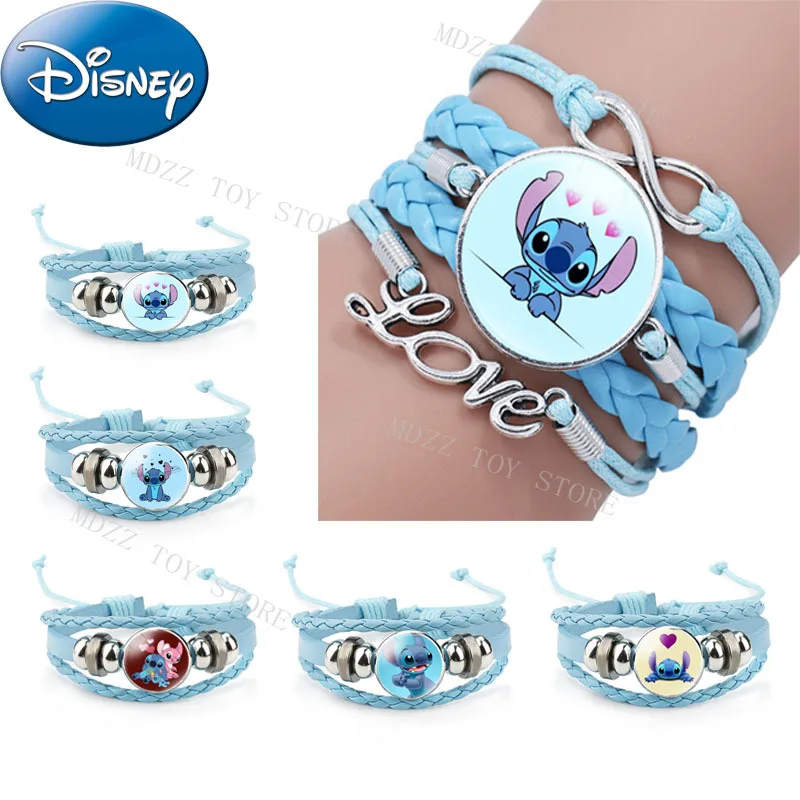 Original Disney Stitch Bracelet Anime Peripherals Lilo & Stitch Cartoon Time Gem Bracelet Decorate Girls Kawaii Jewelry Gifts