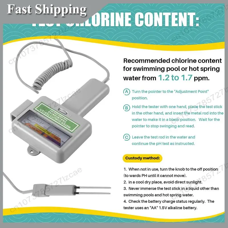 -A99Z Water PH Chlorine Tester Swimming Pool Quality Spa Level Meter Analysis Measurement Monitor Detector Check Test Kit