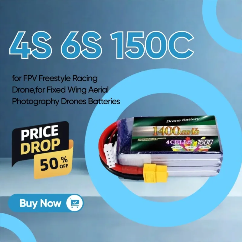 

4S 6S 150C High-rate Drone Battery for FPV Freestyle Racing Drone,for Fixed Wing Aerial Photography Drones Batteries