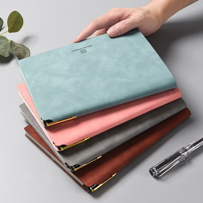 

A5 grid notebook leather cover notebook diary notebook cute fashionable hand-drawn student classroom literary hardcover notebook