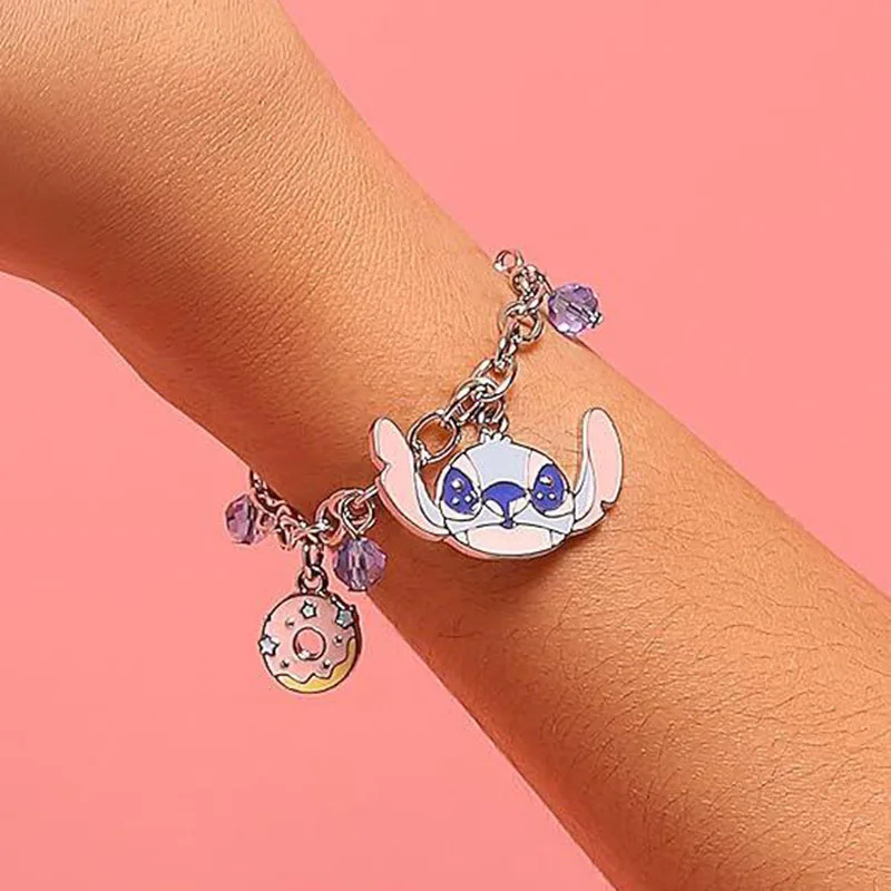 Pulsera de punto de baile Hula Kawaii de Disney, pulsera de personaje de Anime de dibujos animados Kawaii, accesorios de joyería ajustables, regalos de cumpleaños