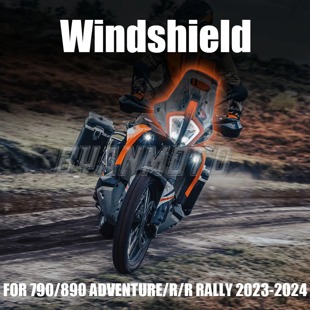 

For 790 890 ADV Adventure R Rally 2023 2024 Motorcycle Acrylic Rally Windshield Wind Deflector Screen Shield WindScreen Visor