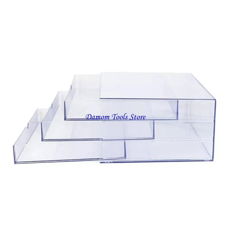 57BE Premium 3 Section See Through Container For Papers Accessories And Office Essential Efficient Space Saving