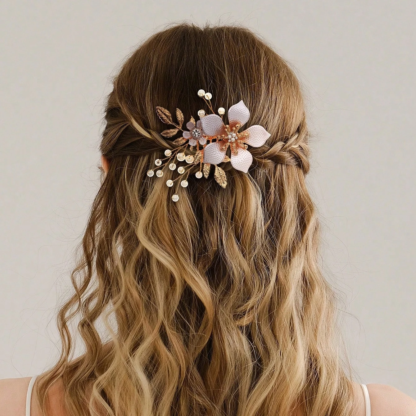 Pearl Leaf Golden Flower Handmade Fashion Hair Comb Clip Hairpin Bridal Wedding Hair Accessories Jewelry Hair Comb Clip Hairpin