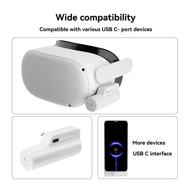 VR Power Bank Battery Design Headset Rechargeable Battery Pack With Type-C Port For Oculus Quest 2 Headset Accessories