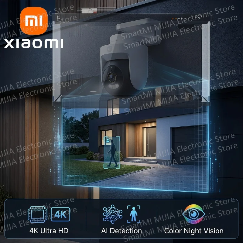 

XIAOMI New Outdoor Camera 4，8MP 4K 360°，AI Humanoid Close-up，Audible Visual Alarm，Two-Way Audio，Chinese Version With Adapter