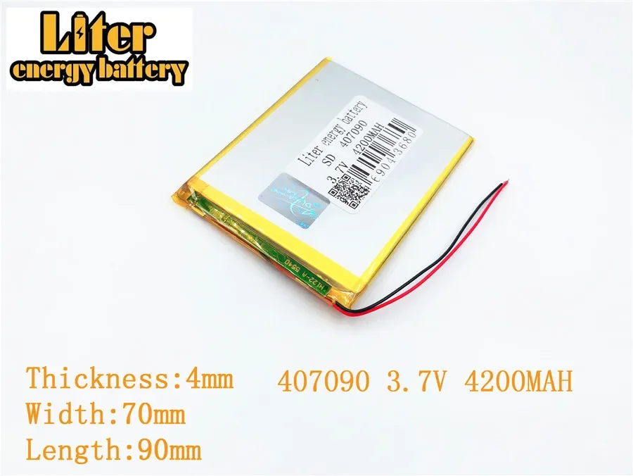 407090 3.7V 4200mAh Lithium polymer Battery with Protection Board For Tablet PC U25GT rechargeable battery