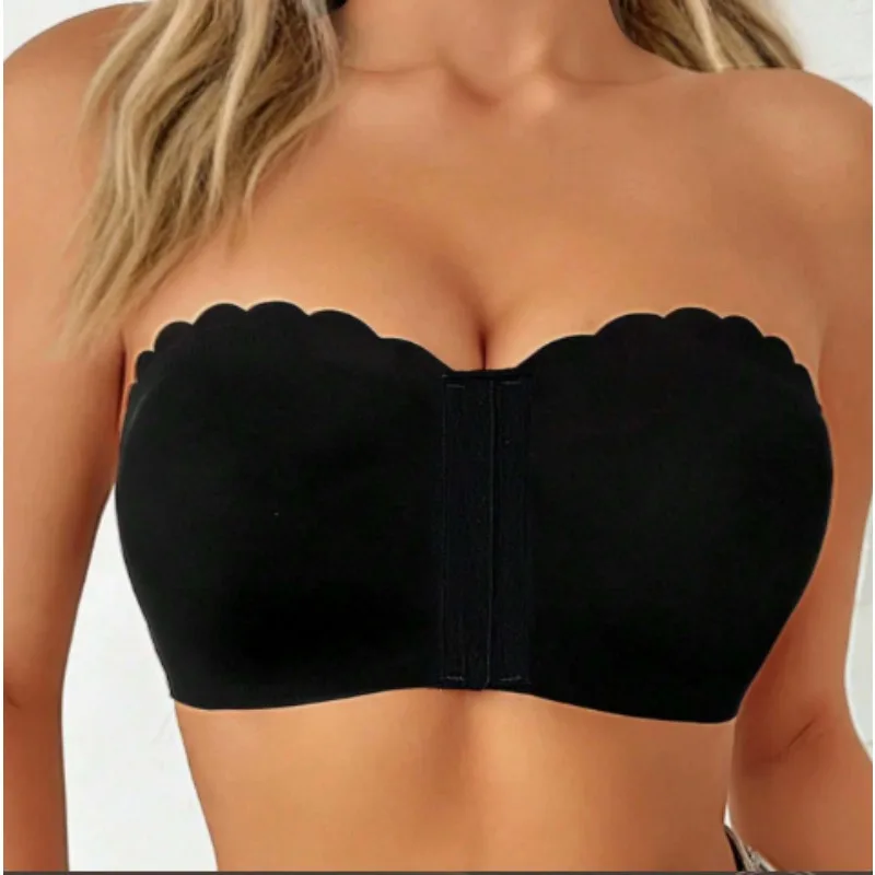 Front Button Underwear Bra No Underwire Smooth Breathable Comfortable Solid Color Gathering No Trace Invisible Women Underwear