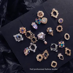 5 PCS Baroque retro jewelry style nail art small accessories colored diamond metal zircon hollow rhinestone base