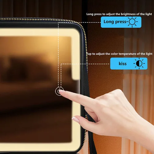 Imagen 2 del producto Estuche de cosméticos LED inteligente con espejo, bolsa de maquillaje de viaje de gran capacidad, producto para el cuidado de la piel de esteticista femenina, estuche de maquillaje para mujer