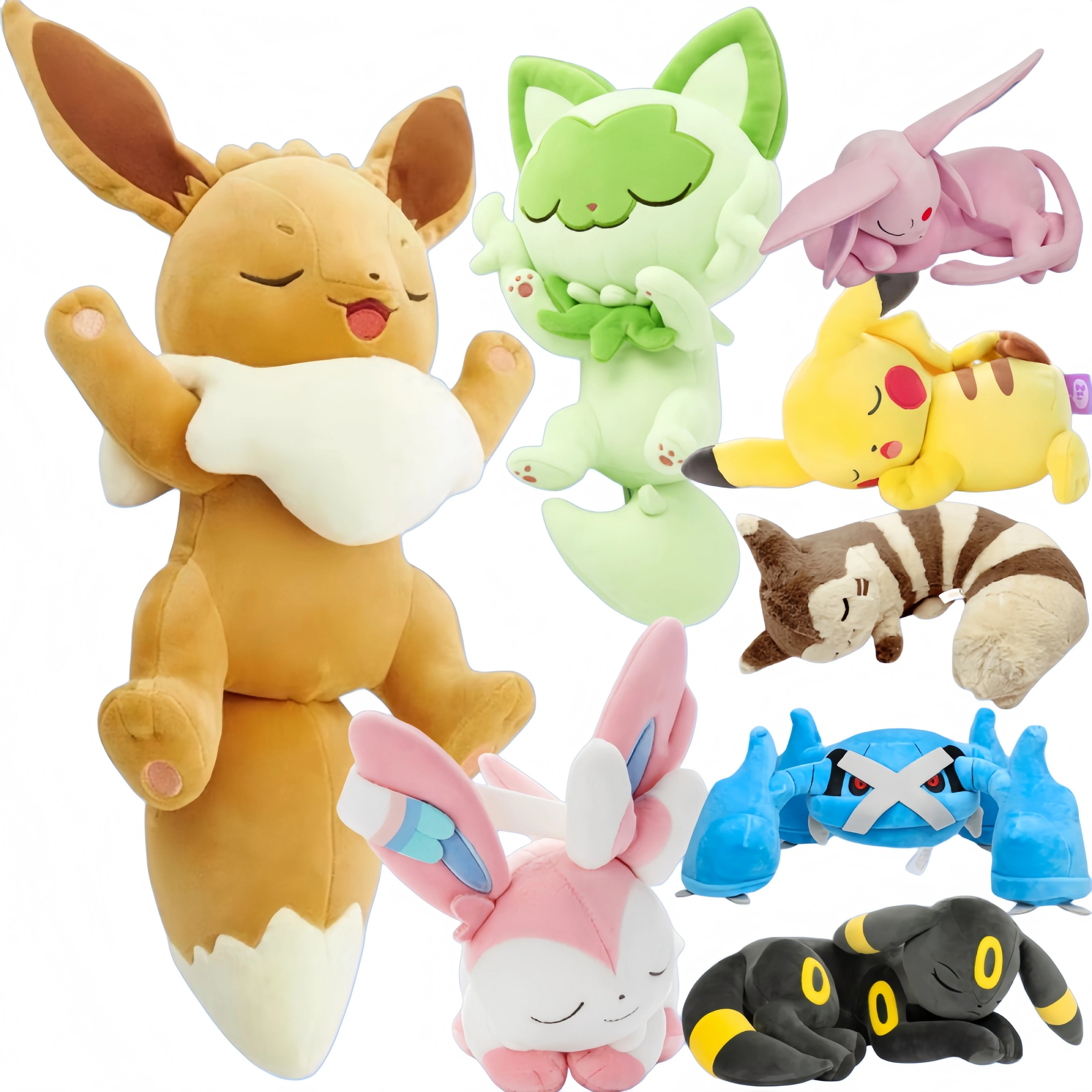 Pokemon Characters Eevee Evoli Sleep Umbreon Espeon Plush toy Flareon Vaporeon Sylveon Sprigatito Bewear Stuffed Animals doll view 2