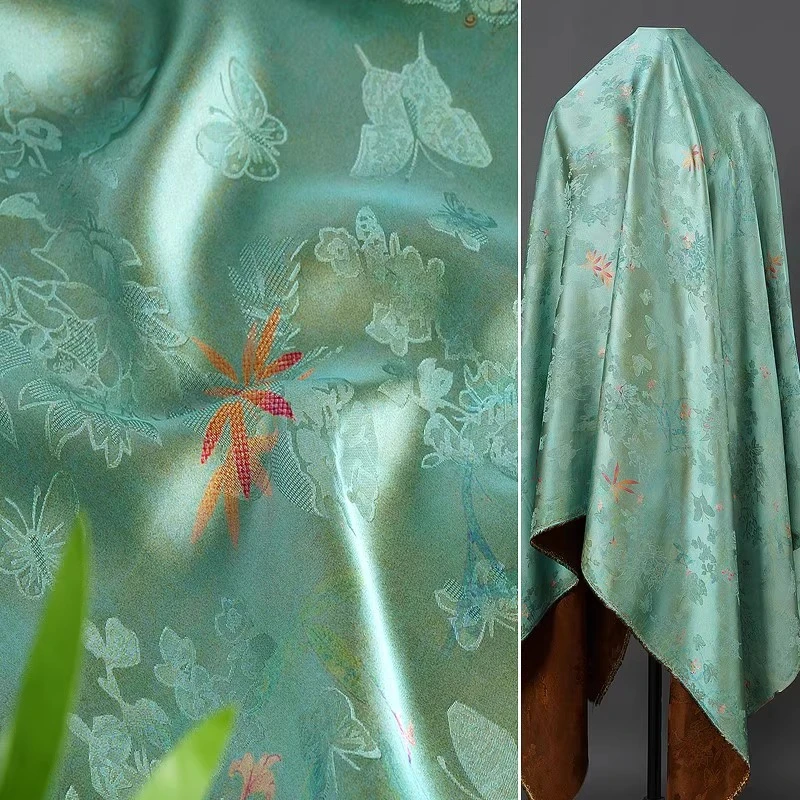 

Fragrant Cloud Gauze Flower Ivy Fabrics for Sewing Blue Butterfly Orchid Chinese Style Hanfu Qipao Dress Half Skirt Top Fabric