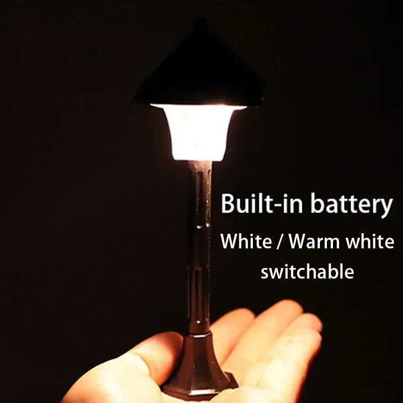 Mini Retro Street Lamp Modelo, Dollhouse Desk Lamp, Miniature Micro Ornamento de Paisagem, Garden Park Poste, Sand Table Model