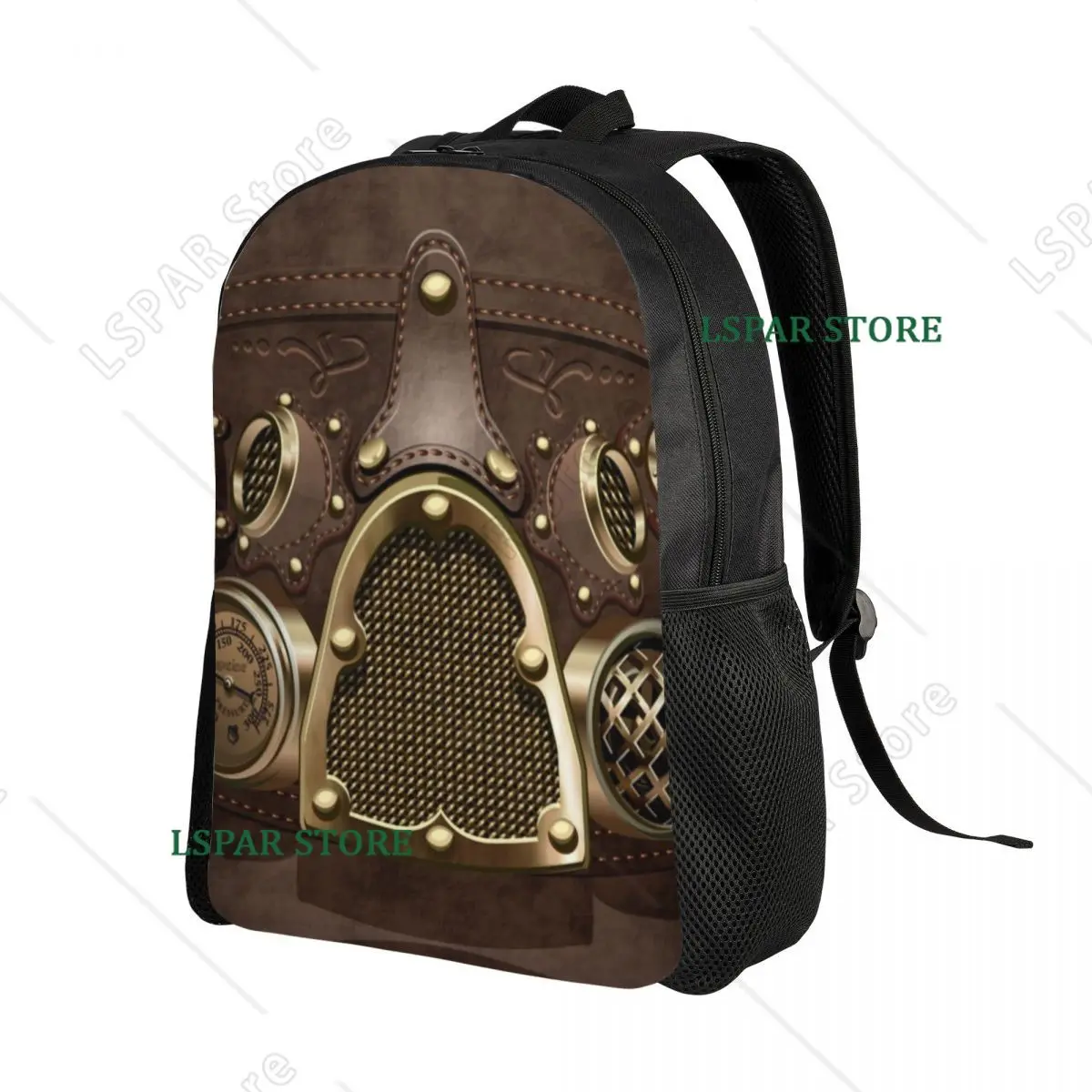 Personalized Steampunk Leather Backpacks Women Men Basic Bookbag for School College Pilot Air Fighter Helmet Bags