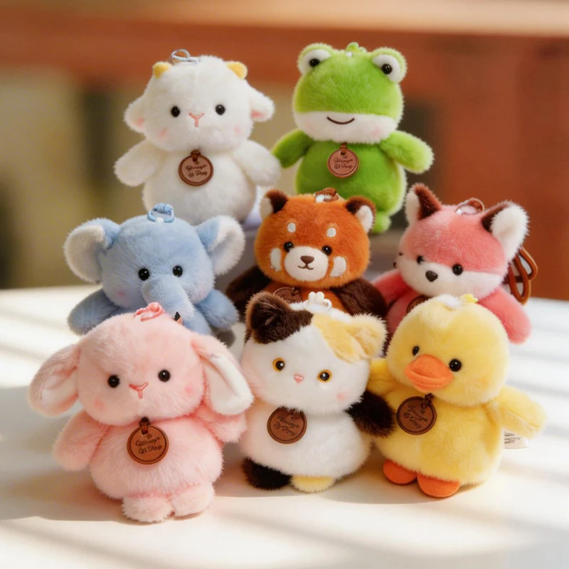 

Мягкая игрушка-подвеска 16 см: Мультяшные животные (утка, енот, лягушка, кролик, кошка, слон, лиса) – милые куклы для детей, подарок