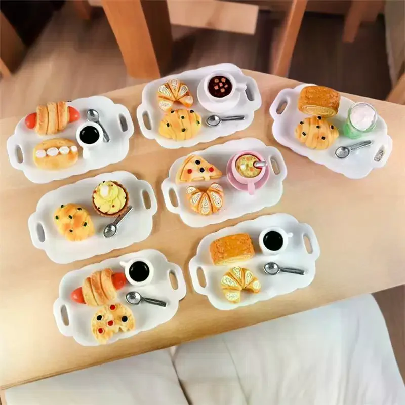 ชุดของเล่นจำลองอาหาร ขนมปัง เค้ก ของหวาน สำหรับตกแต่งบ้านตุ๊กตา ของเล่นเสริมสร้างจินตนาการสำหรับเด็ก ของขวัญ