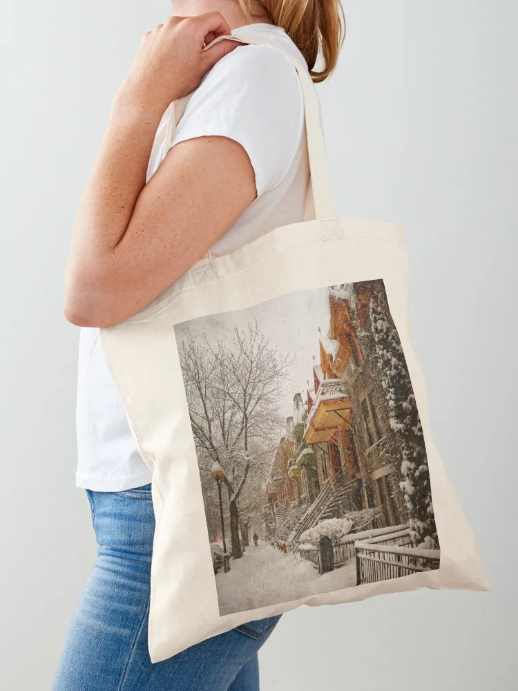 Montreal Victorian Architecture - The Great Silence Tote Bag supermarket folding bag Customizable tote bag Canvas Tote