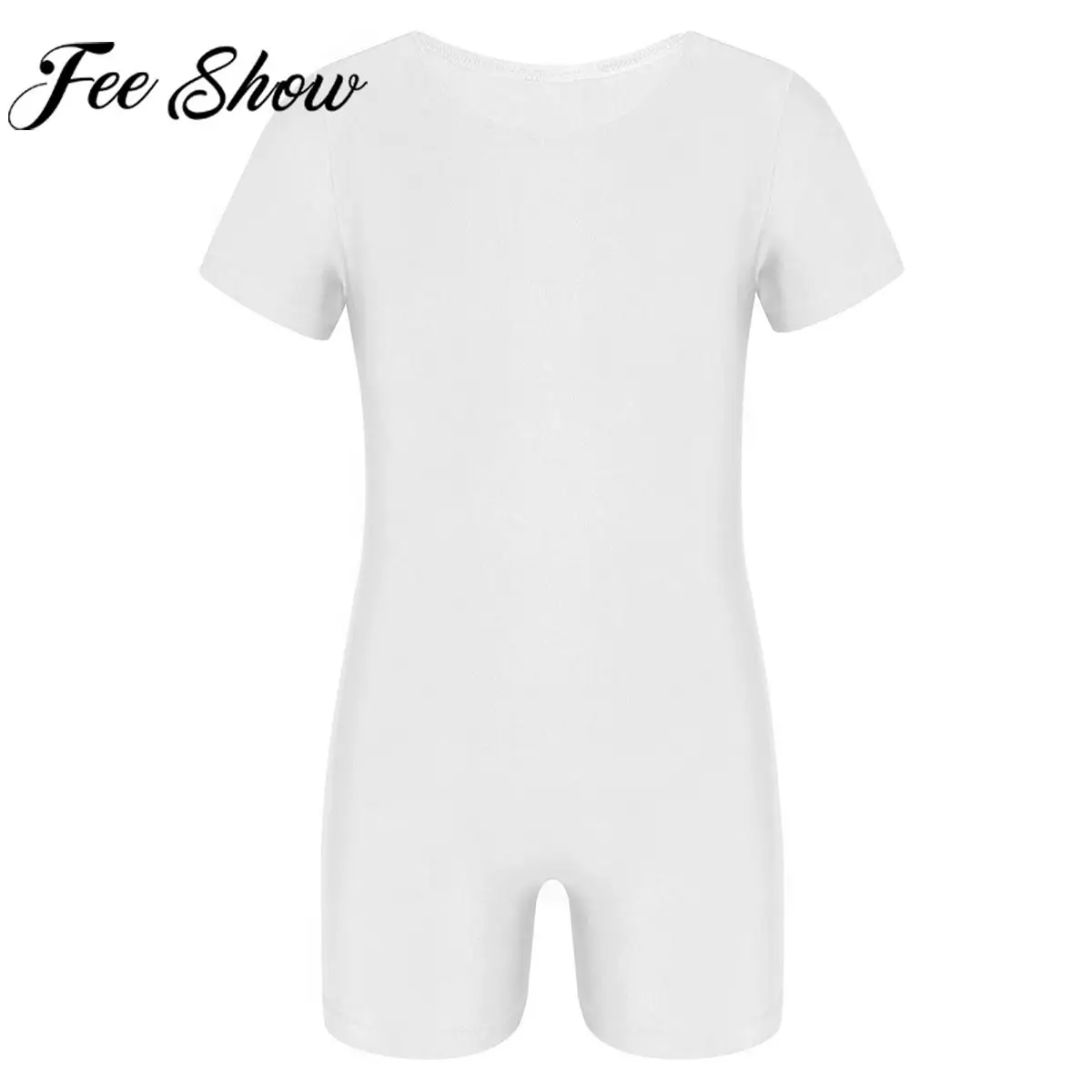 Kids Ballet Dance Gymnastics Bodysuit Short Sleeve Solid Stretchy Leotard Skating Acrobatics Yoga Sports Fitness Workout Costume